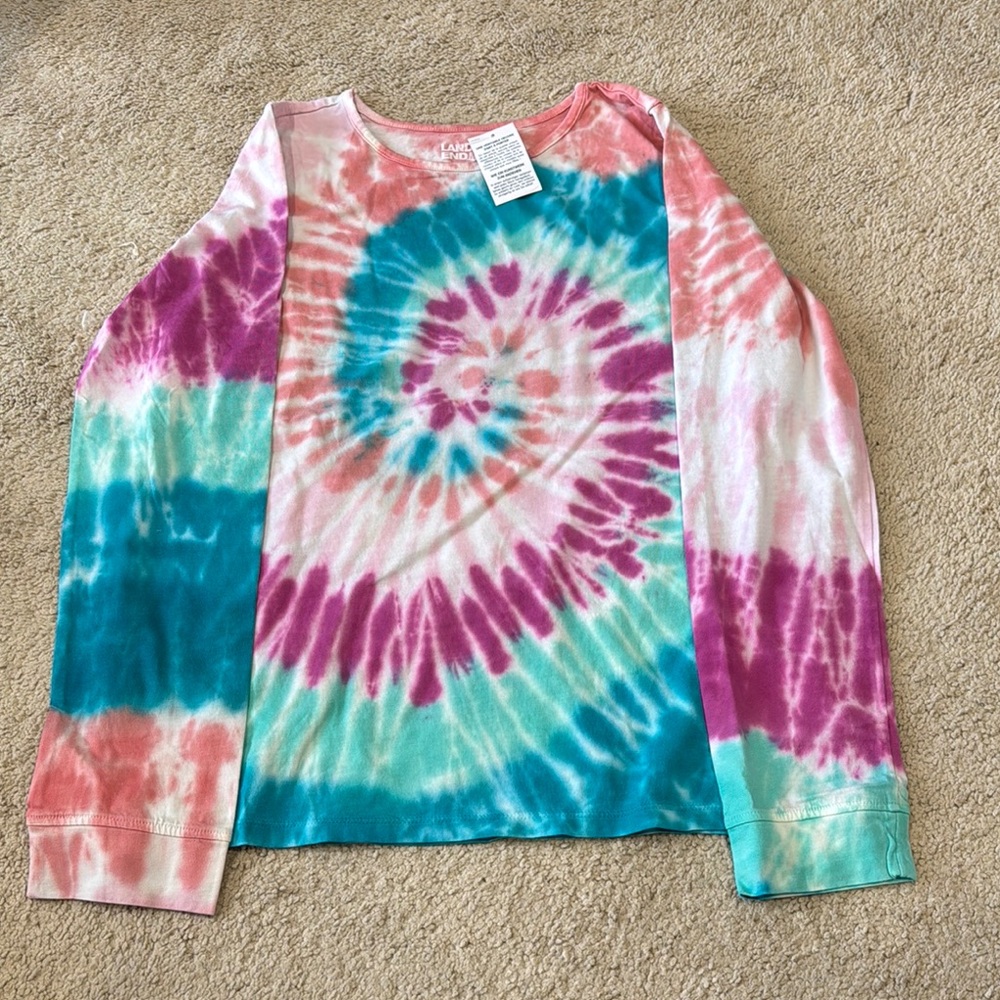 Lands' End Pink and Blue Long Sleeve Tee